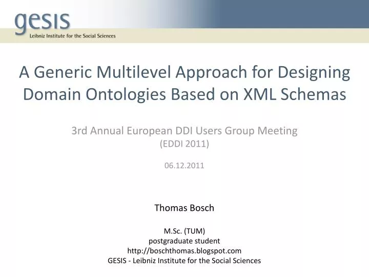 a generic multilevel approach for designing domain ontologies based on xml schemas