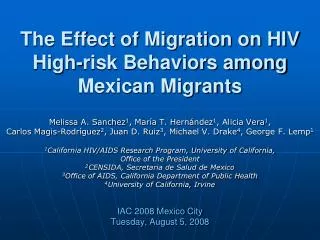 The Effect of Migration on HIV High-risk Behaviors among Mexican Migrants