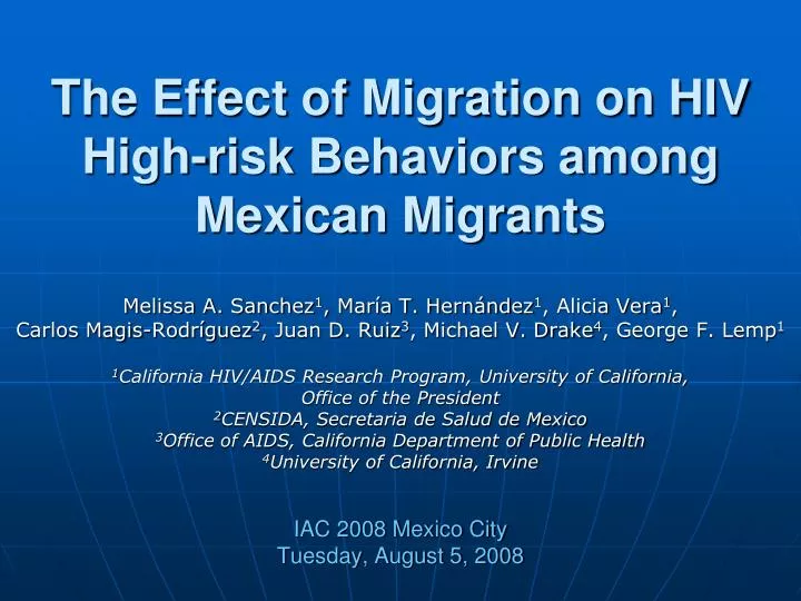 the effect of migration on hiv high risk behaviors among mexican migrants