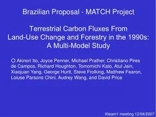 Brazilian Proposal - MATCH Project Terrestrial Carbon Fluxes From