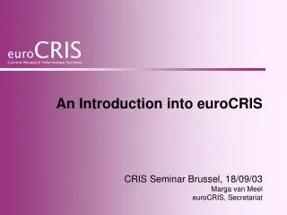 An Introduction into euroCRIS