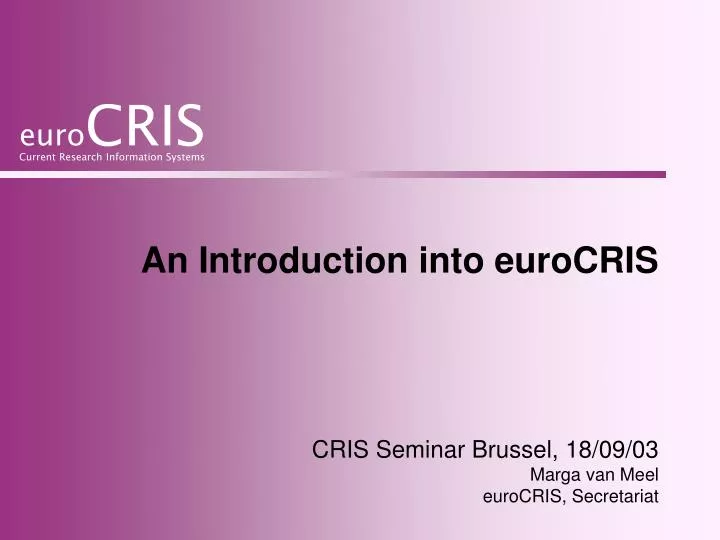 an introduction into eurocris
