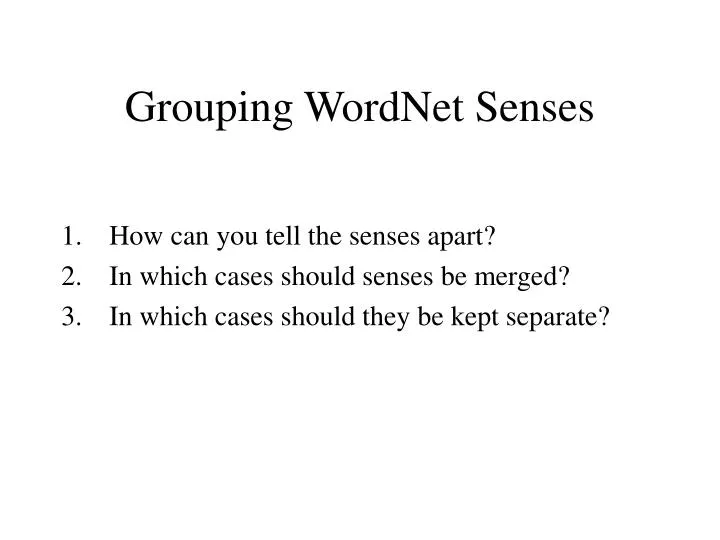 grouping wordnet senses