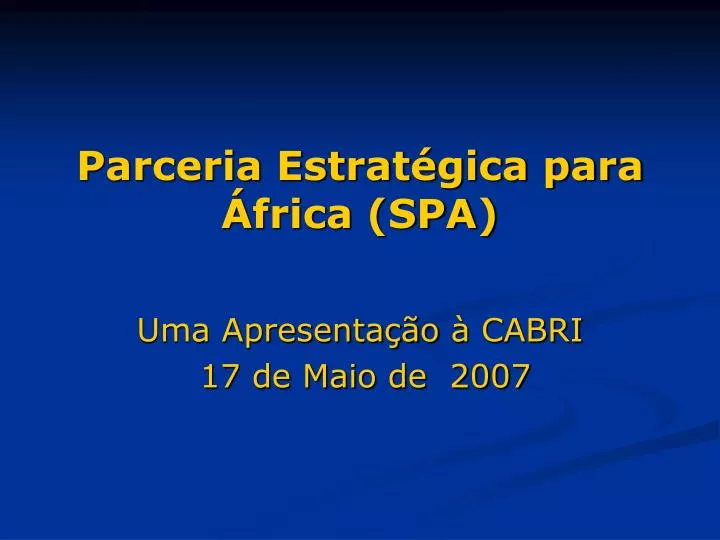 parceria estrat gica para frica spa