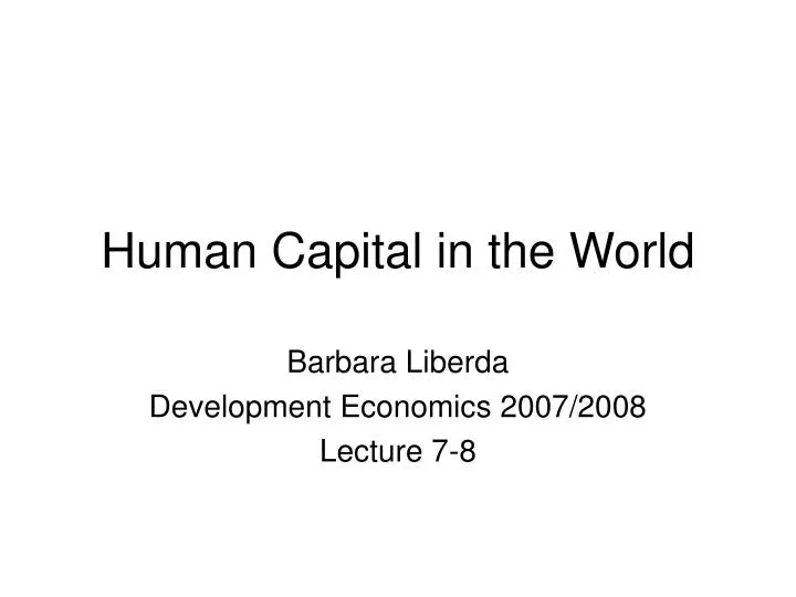 human capital in the world