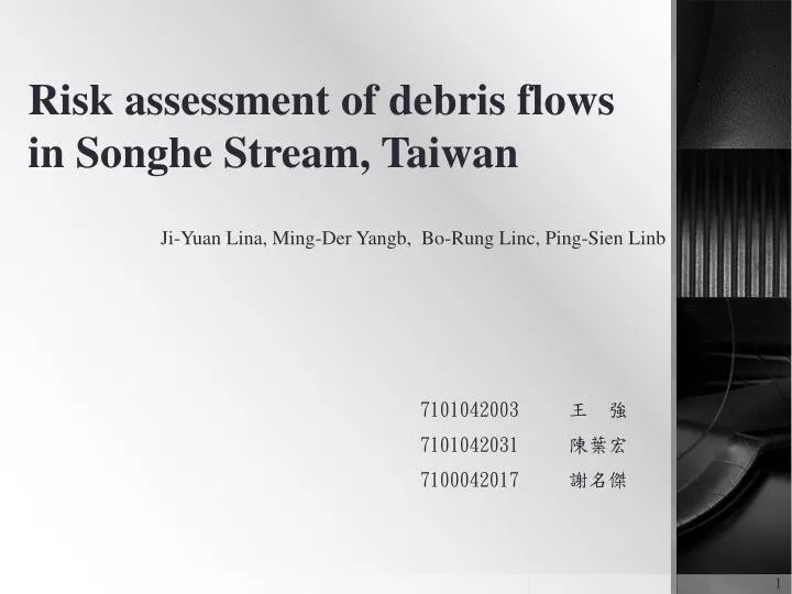 risk assessment of debris flows in songhe stream taiwan