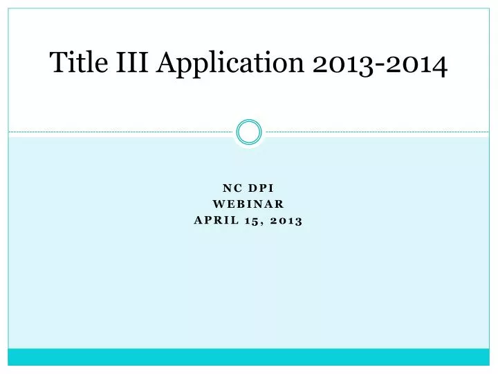 title iii application 2013 2014