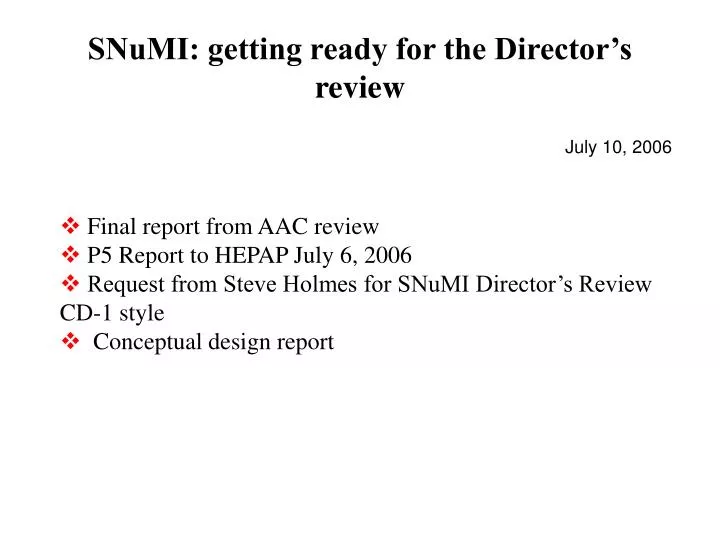 snumi getting ready for the director s review