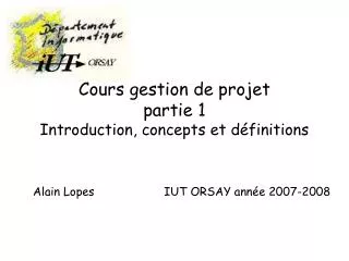 cours gestion de projet partie 1 introduction concepts et d finitions