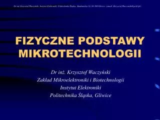 fizyczne podstawy mikrotechnologii