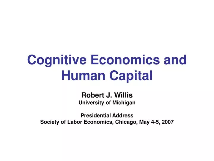 cognitive economics and human capital