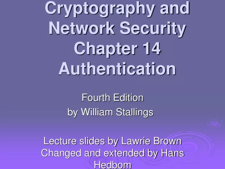 cryptography and network security chapter 14 authentication