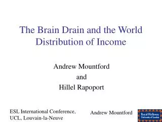 The Brain Drain and the World Distribution of Income