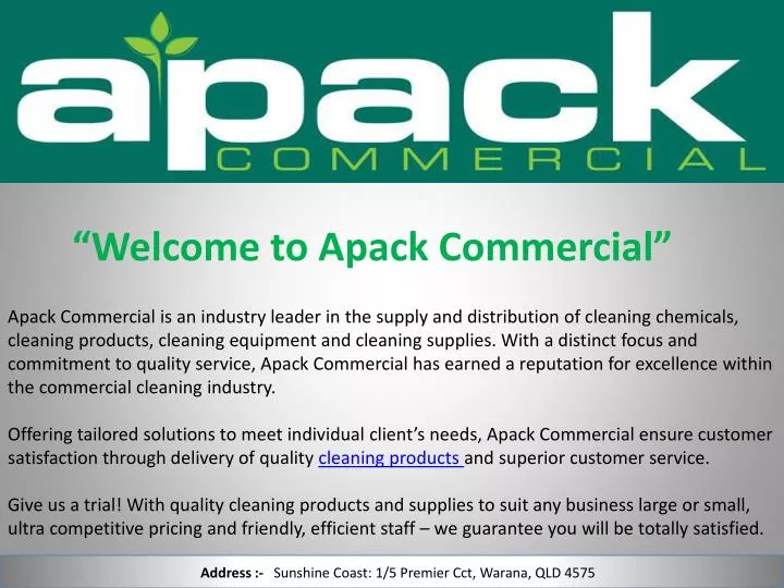 welcome to apack commercial