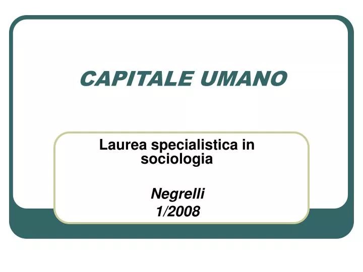 capitale umano