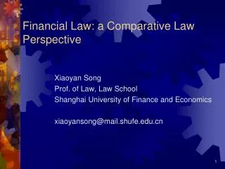 Financial Law: a Comparative Law Perspective
