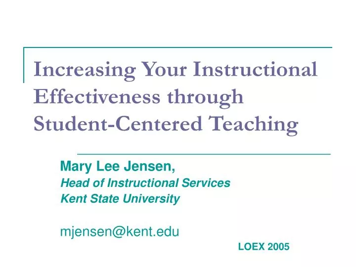 increasing your instructional effectiveness through student centered teaching