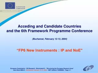 Acceding and Candidate Countries and the 6th Framework Programme Conference