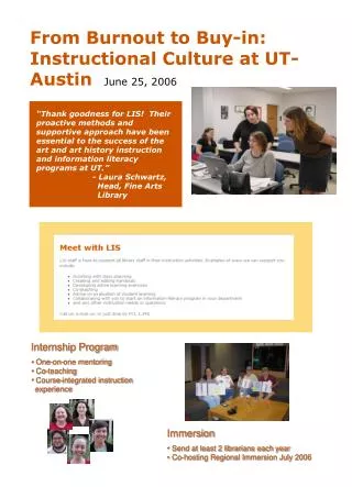 Internship Program One-on-one mentoring Co-teaching Course-integrated instruction experience