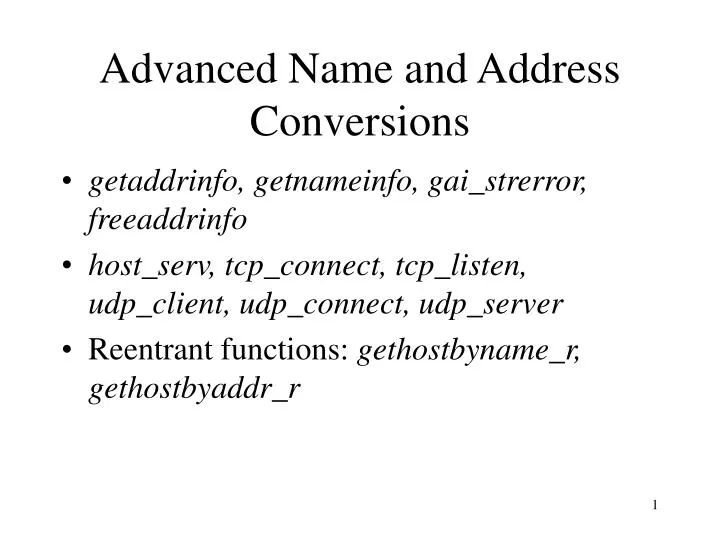 advanced name and address conversions