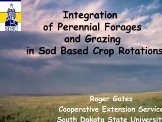 Integration of Perennial Forages and Grazing in Sod Based Crop Rotations