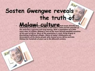 Sosten Gwengwe Malawi culture