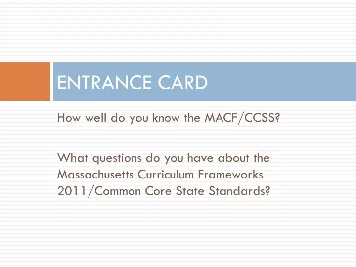 entrance card