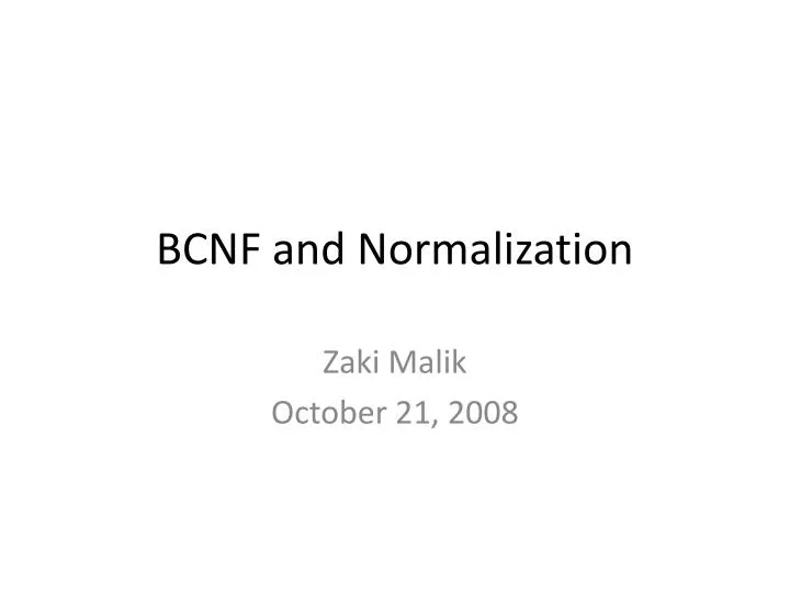 bcnf and normalization