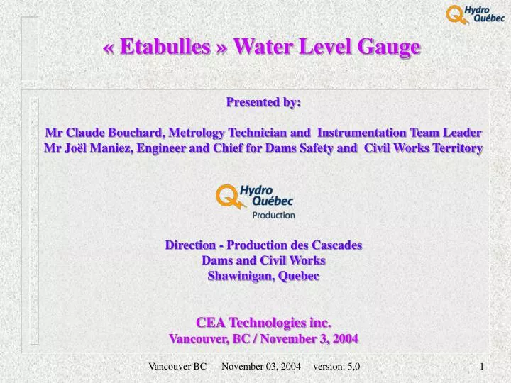 etabulles water level gauge