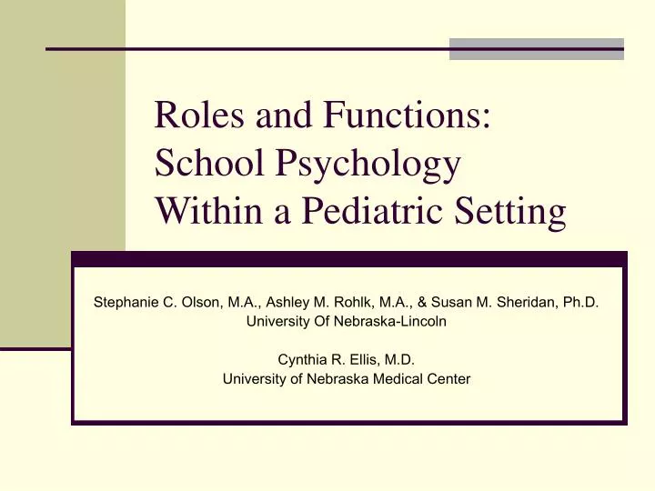 roles and functions school psychology within a pediatric setting