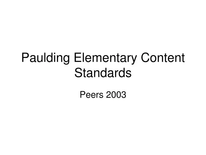 paulding elementary content standards