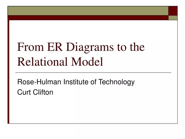 from er diagrams to the relational model