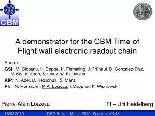 A demonstrator for the CBM Time of Flight wall electronic readout chain