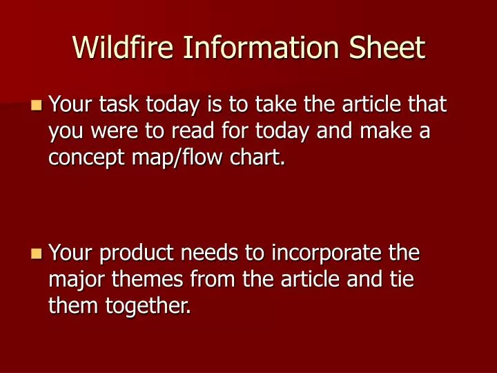 wildfire information sheet