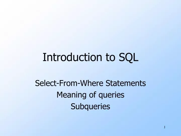 introduction to sql