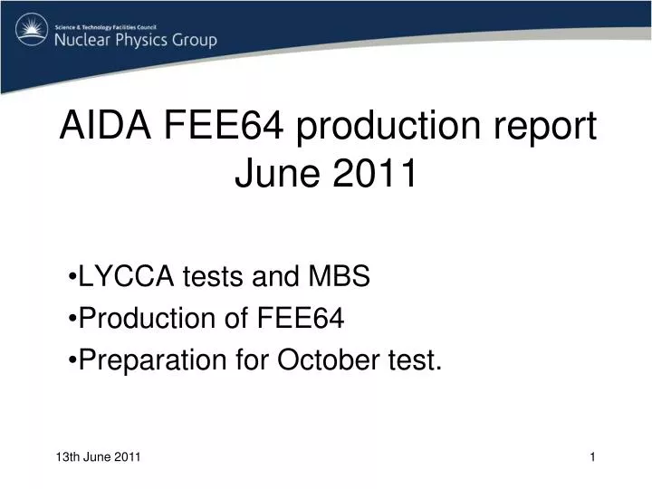 aida fee64 production report june 2011