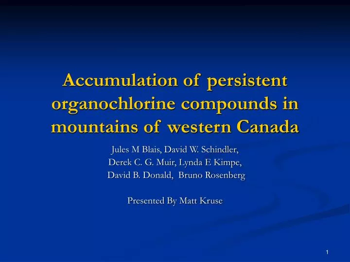accumulation of persistent organochlorine compounds in mountains of western canada