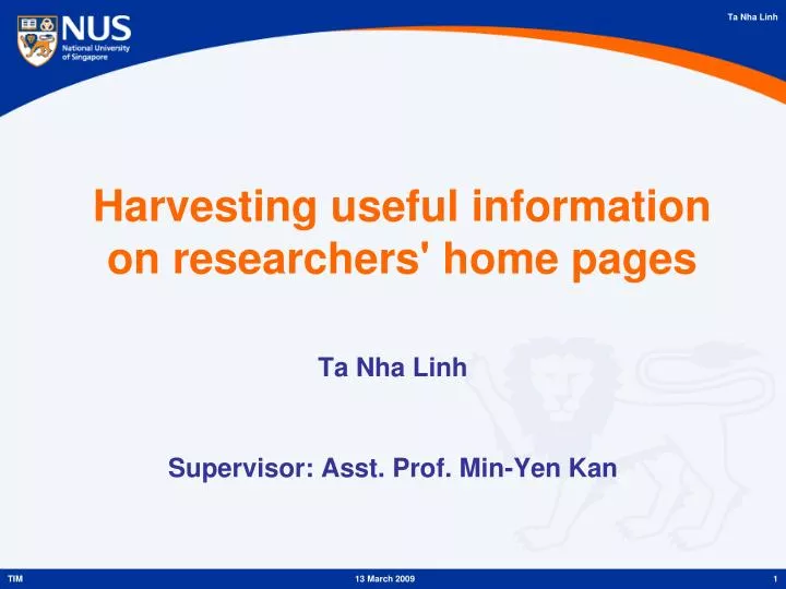 harvesting useful information on researchers home pages