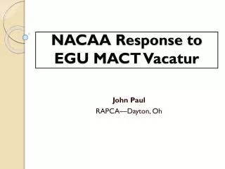 NACAA Response to EGU MACT Vacatur