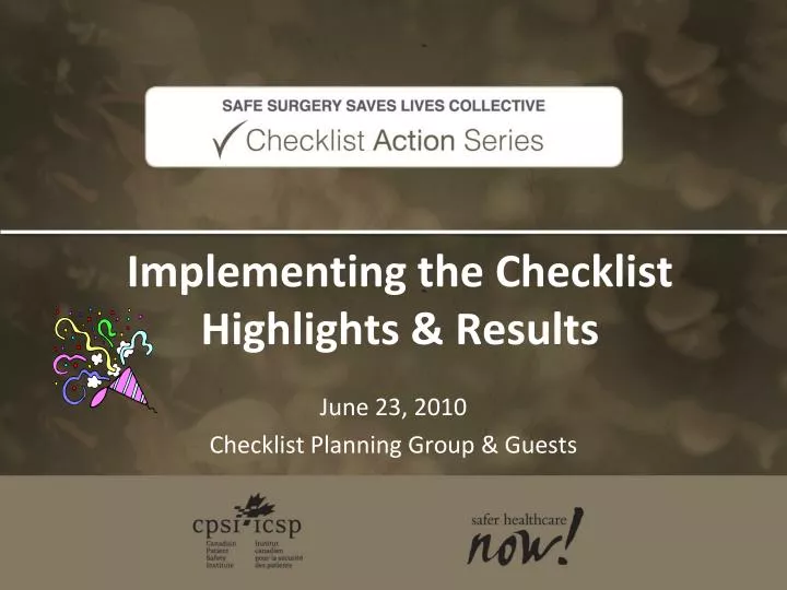 implementing the checklist highlights results