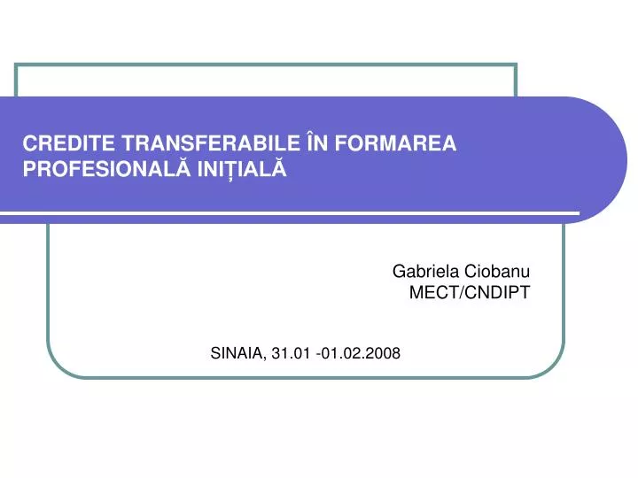 credite transferabile n formarea profesional ini ial