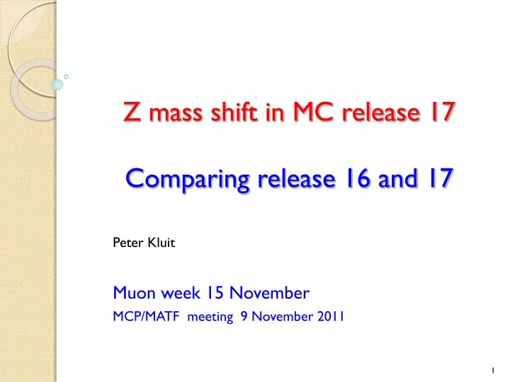 z mass shift in mc release 17 comparing release 16 and 17