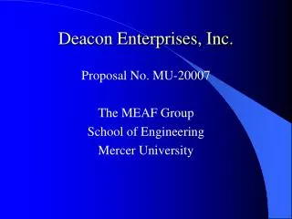 Deacon Enterprises, Inc.