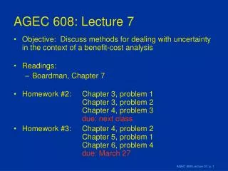 AGEC 608: Lecture 7