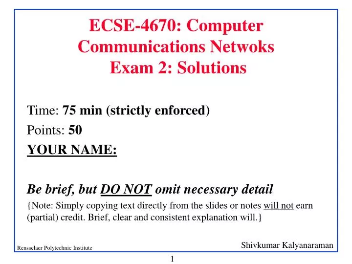 ecse 4670 computer communications netwoks exam 2 solutions