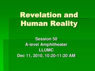 Revelation and Human Reality