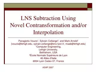 LNS Subtraction Using Novel Contransformation and/or Interpolation