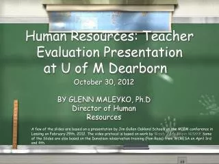 Human Resources: Teacher Evaluation Presentation at U of M Dearborn