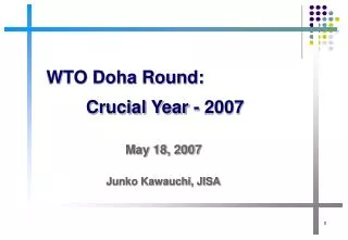 WTO Doha Round: Crucial Year - 2007