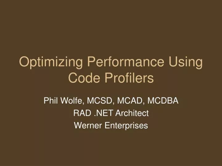 optimizing performance using code profilers